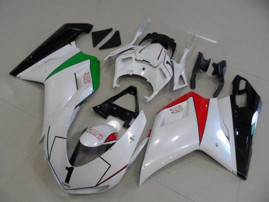 Carenados Moto Ducati 848 1098 1198 2007-2014 - Blanco Brillante Rojo Verde Negro Brillante Fábrica