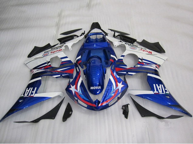 Carenados Moto Yamaha YZF R6 2003-2004 - Blanco Azul Rojo Motul Fiat Fábrica