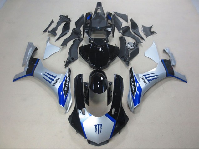 Carenados Moto Yamaha YZF R1 2015-2019 - Plata Azul Negro Brillante Monstruo Fábrica
