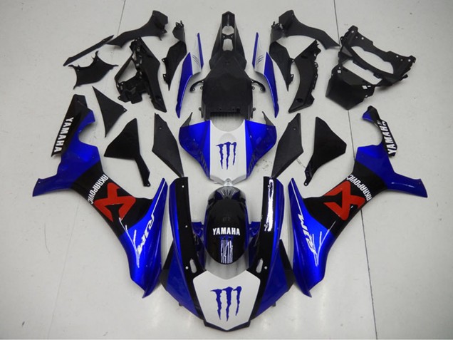 Carenados Moto Yamaha YZF R1 2015-2019 - Azul Blanco Negro Rojo Monstruo Akropovic Fábrica