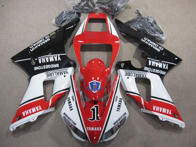 Carenados Moto Yamaha YZF R1 1998-1999 - Blanco Rojo Negro Brillante Yamalube 50 Fábrica