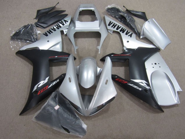Kits Carenado Moto Yamaha YZF R1 2002-2003 - Plata Negro Mate Fábrica