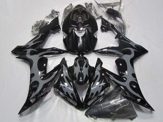 Carenados Moto Yamaha YZF R1 2004-2006 - Negro Brillante Gris Llama Fábrica