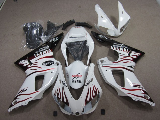 Carenados Moto Yamaha YZF R1 2009-2011 - Blanco Rojo Negro Llama Fábrica