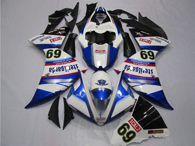 Carenados Moto Yamaha YZF R1 2009-2011 - Blanco Azul Negro Sterilgarda SCALZ 69 Fábrica