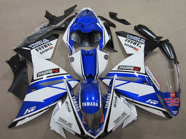 Carenados Moto Yamaha YZF R1 2012-2014 - Blanco Azul Negro Pizzoli ENEOS Yamalube Semakin Didepan Fábrica