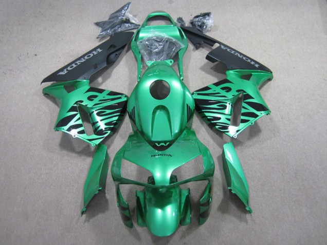 Carenados Moto Honda CBR600RR 2003-2004 - Verde Negro Llama Fábrica