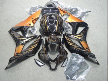 Carenado Moto Honda CBR600RR 2007-2008 - Negro Brillante Naranja Llama Fábrica