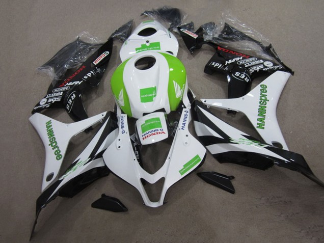 Kits Carenado Moto Honda CBR600RR 2007-2008 - Blanco Verde Negro Brillante Hannspree Fábrica