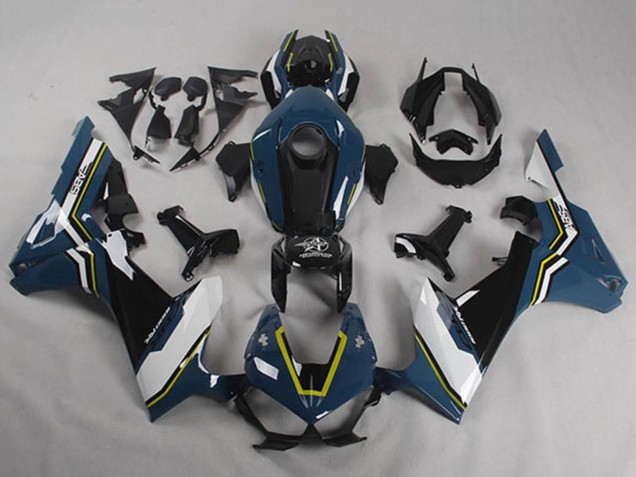 Carenados Moto Honda CBR1000RR 2017-2023 - Azul Blanco Amarillo Negro Brillante Shocker Fábrica