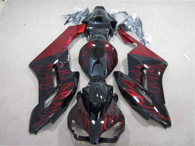 Carenado Moto Honda CBR1000RR 2004-2005 - Negro Brillante Rojo Llama Fábrica