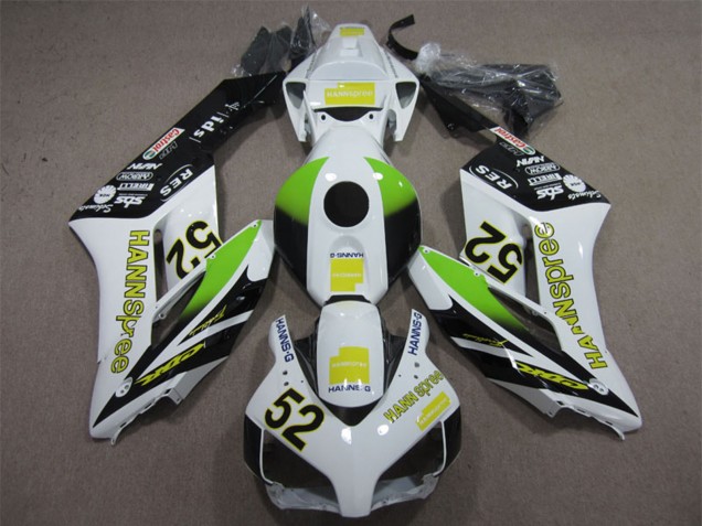 Carenados Moto Honda CBR1000RR 2004-2005 - Blanco Amarillo Verde Negro Brillante Hannspree 52 Fábrica