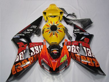 Carenado Moto Honda CBR1000RR 2004-2005 - Amarillo Naranja Negro Brillante Repsol Rossi 46 Fábrica