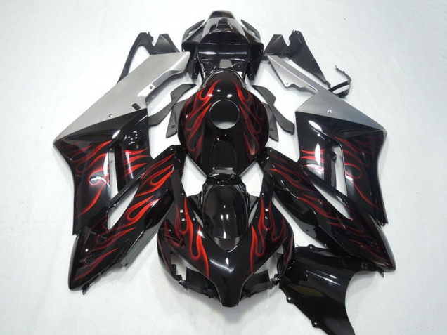 Carenados Moto Honda CBR1000RR 2004-2005 - Plata Negro Brillante Rojo Llama Fábrica