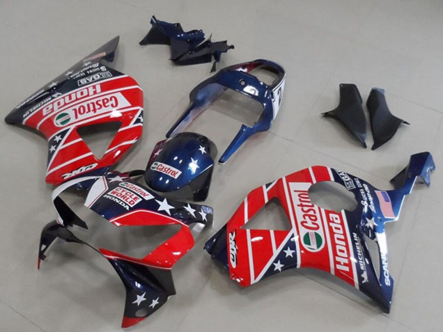Carenados Moto Honda CBR900RR 954 2002-2003 - Azul Rojo Cycle World Castrol Fábrica