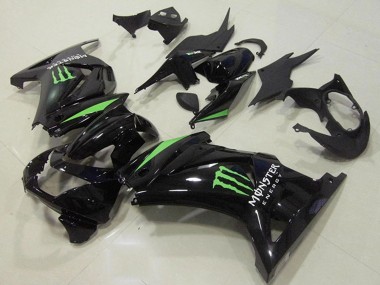 Carenados Moto Kawasaki ZX250R 2008-2012 - Negro Brillante Verde Monstruo Energy Fábrica