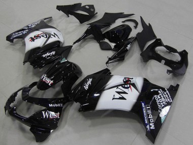 Carenados Moto Kawasaki ZX250R 2008-2012 - Negro Brillante Blanco West Fábrica