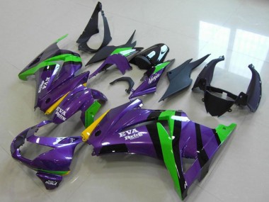 Carenados Moto Kawasaki ZX250R 2008-2012 - Púrpura Verde Amarillo Negro EVA Racing Fábrica