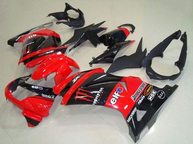 Carenados Moto Kawasaki ZX250R 2008-2012 - Rojo Negro Brillante Elf Touch4 Monstruo Fábrica