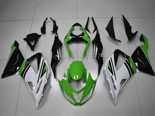 Carenados Moto Kawasaki ZX6R 2013-2018 - Verde Blanco Negro Raya Fábrica