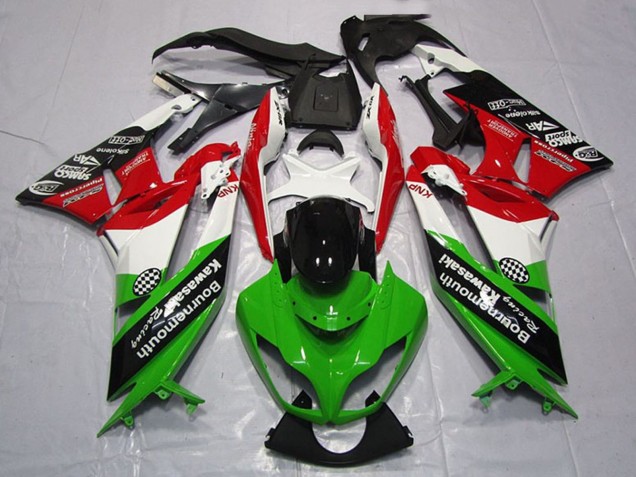 Carenados Moto Kawasaki ZX6R 2009-2012 - Blanco Rojo Verde Negro Brillante Fábrica