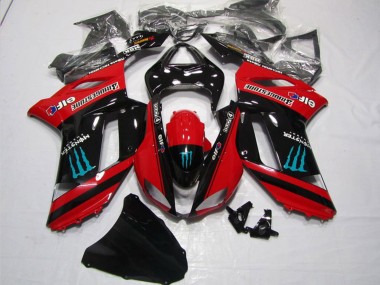 Carenados Moto Kawasaki ZX6R 2007-2008 - Rojo Negro Monstruo Fábrica