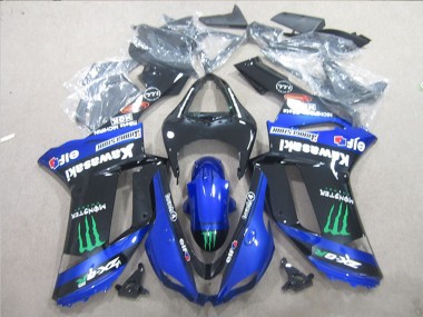 Carenados Moto Kawasaki ZX6R 2007-2008 - Negro Azul Verde Monstruo Fábrica
