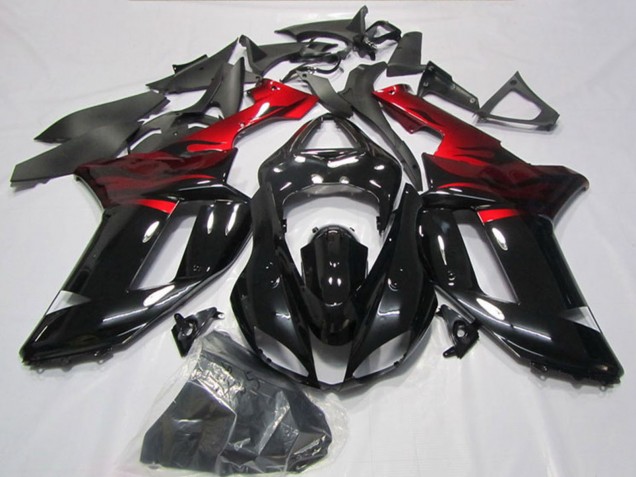Carenados Moto Kawasaki ZX6R 2007-2008 - Negro Rojo Fábrica