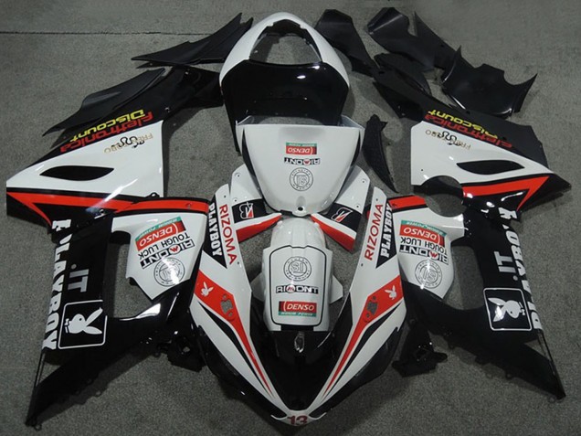 Carenados Moto Kawasaki ZX6R 2005-2006 - Blanco Negro Rojo Rizoma Playboy Fábrica