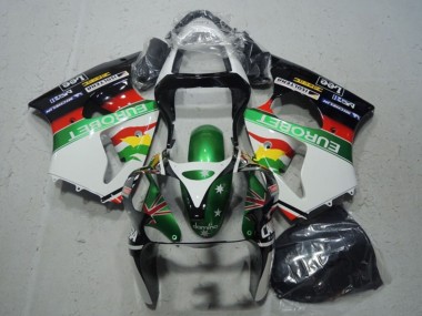 Carenados Moto Kawasaki ZX6R 2000-2002 - Blanco Verde Rojo Amarillo Negro Estrella EuroBet Fábrica