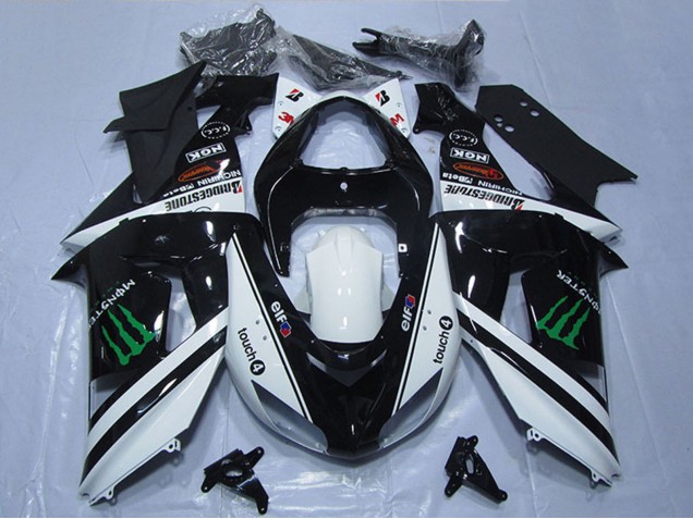 Carenados Moto Kawasaki ZX10R 2006-2007 - Blanco Negro Brillante Verde Elf Touch4 Monstruo Fábrica