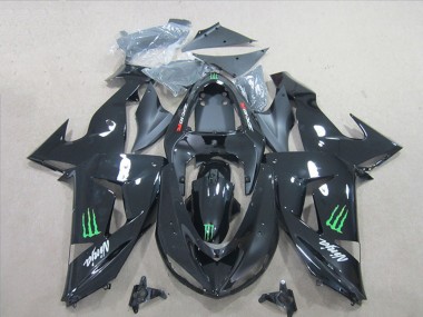 Carenados Moto Kawasaki ZX10R 2006-2007 - Negro Brillante Verde Monstruo Fábrica
