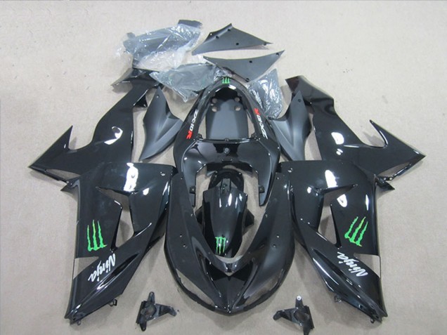 Carenados Moto Kawasaki ZX10R 2006-2007 - Negro Brillante Verde Monstruo Fábrica