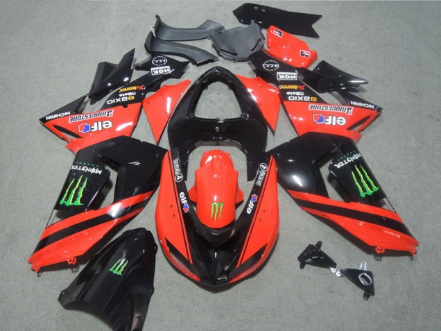 Carenados Moto Kawasaki ZX10R 2006-2007 - Rojo Negro Brillante Verde Elf Touch4 Monstruo Fábrica