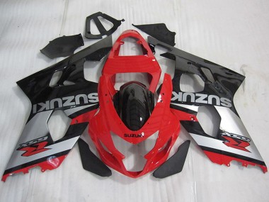 Carenados Moto Suzuki GSXR 600 2004-2005 - Rojo Plata Negro Brillante Fábrica