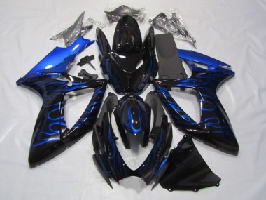 Carenados Moto Suzuki GSXR 750 2006-2007 - Negro Brillante Azul Llama Fábrica