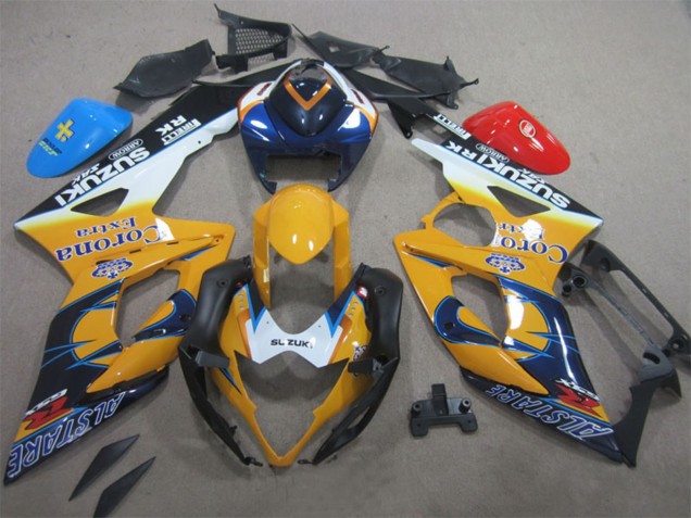 Carenados Moto Suzuki GSXR 1000 2005-2006 - Blanco Amarillo Azul Negro Corona Extra Alstare Fábrica