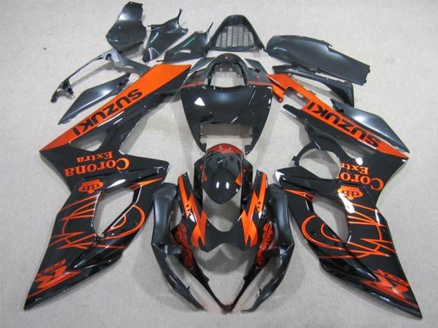 Carenados Moto Suzuki GSXR 1000 2005-2006 - Negro Brillante Naranja Corona Extra Fábrica