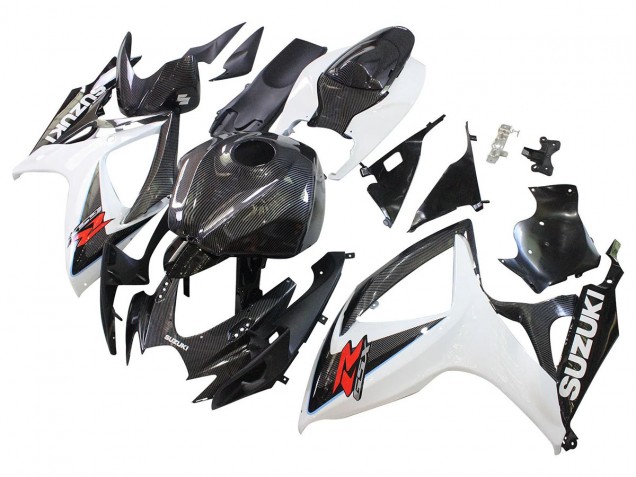 Carenados Moto Suzuki GSXR 600/750 2006-2007 - Negro Blanco FibraCarbono Estilo Fábrica
