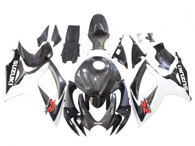 Carenados Moto Suzuki GSXR 600/750 2006-2007 - Negro Blanco FibraCarbono Estilo Fábrica