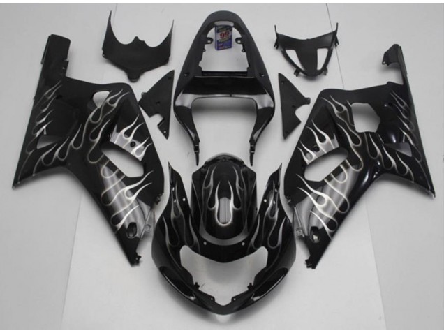 Negro Blanco Llama Carenado Moto Suzuki GSXR 600 / 750 K1 K2 K3 01-03 Negro Blanco Llama Carenado Moto Suzuki GSXR 600 / 750 K1 K2 K3 01-03