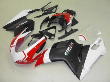 Negro Mate Blanco Rojo Carenado Moto Ducati 848 1098 1198 07-14