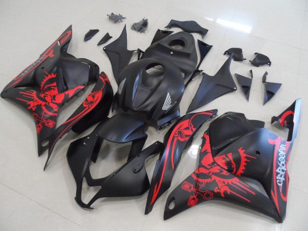 Negro Mate con Rojo Cráneo Carenado Moto Honda CBR 600 RR 09-12 Negro Mate con Rojo Cráneo Carenado Moto Honda CBR 600 RR 09-12