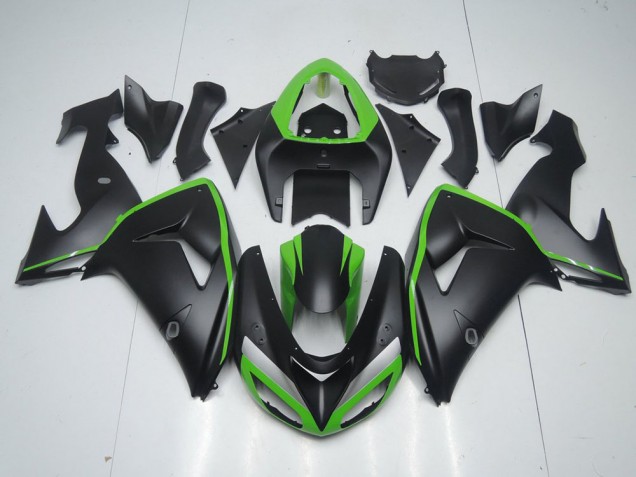 Negro Mate con Verde Line Carenado Moto Kawasaki ZX10R 06-07 Negro Mate con Verde Line Carenado Moto Kawasaki ZX10R 06-07