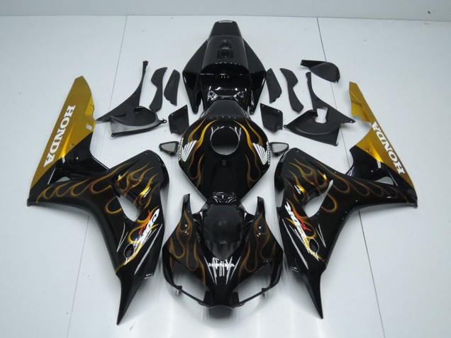 Negro Oro Llama Carenado Moto Honda CBR 1000 RR 06-07 Negro Oro Llama Carenado Moto Honda CBR 1000 RR 06-07