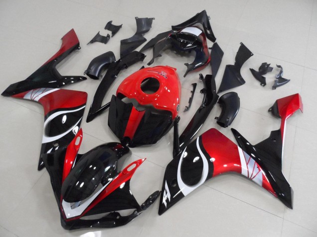 Negro Rojo Brillante Carenado Moto Yamaha R1 07-08 Negro Rojo Brillante Carenado Moto Yamaha R1 07-08