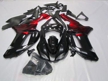 Negro Rojo Carenado Moto Kawasaki ZX6R 07-08