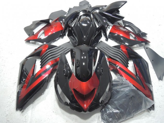 Negro Rojo Inyección Kits Carenado Moto Kawasaki ZX14R ZZR 1400 06-11