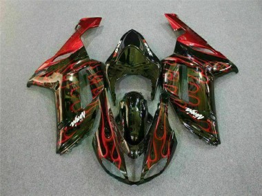 Negro Rojo Llama Kit Carenado Moto Kawasaki ZX6R 07-08