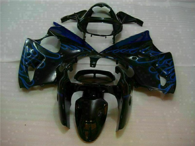 Negro con Azul Llama Carenado Moto Kawasaki ZX6R 00-02 Negro con Azul Llama Carenado Moto Kawasaki ZX6R 00-02